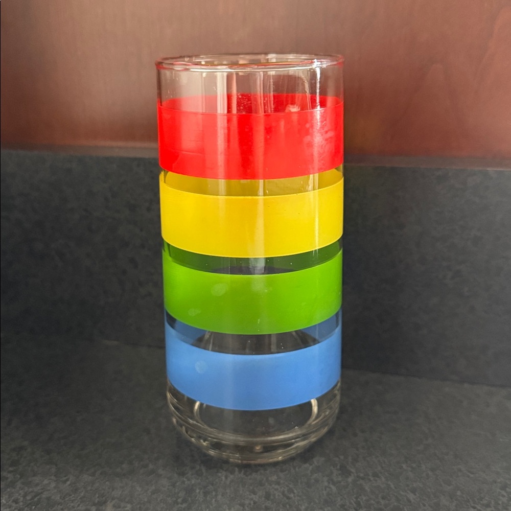 Vintage MCM Striped Drinking Glass